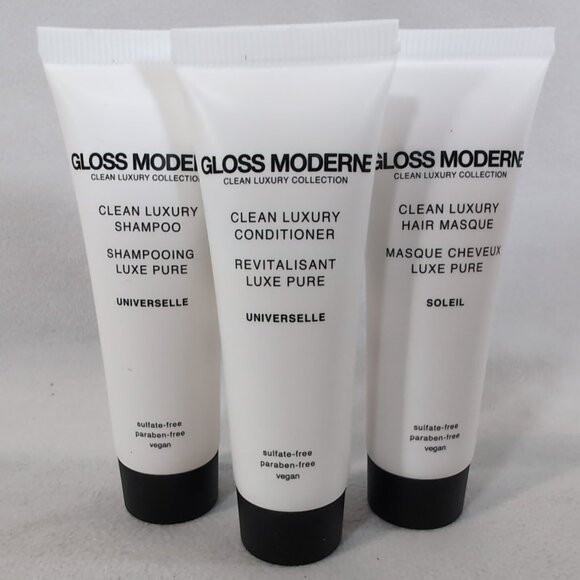 3 Gloss Moderne Clean Luxury Shampoo Conditioner Hair Masque Mask .5 floz Travel - Picture 1 of 7